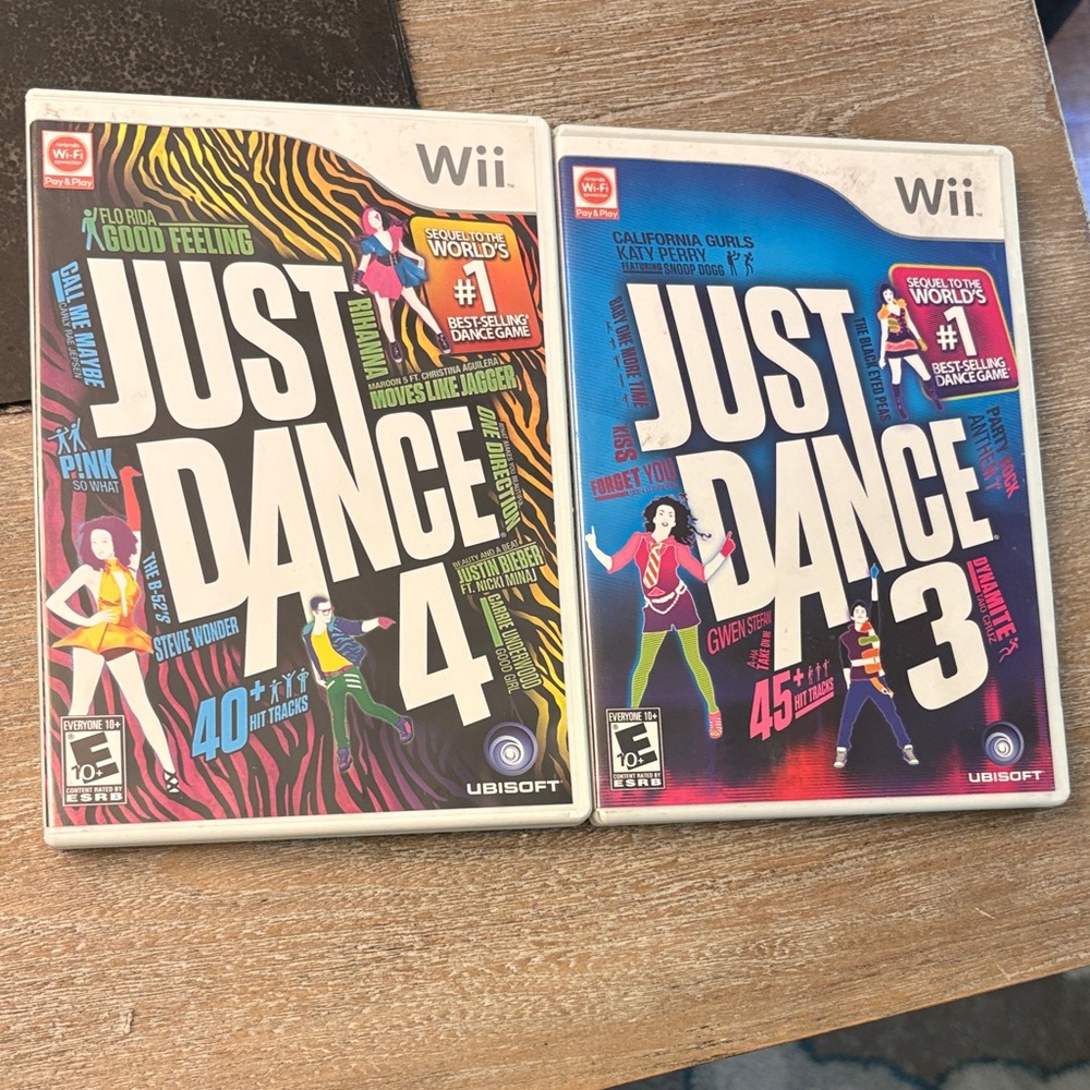 Just Dance 3 & Just Dance 4 Wii Games - Colorful Covers